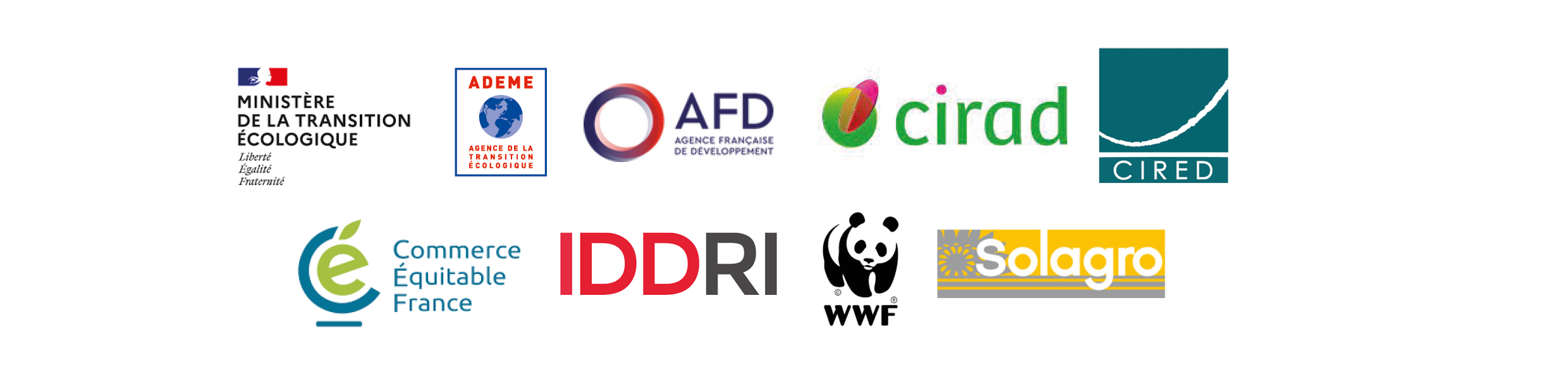 Ministère de la Transition écologique, Ademe, AFD, CIRAD, CIRED, Commerce Équitable, IDDRI, WWF, Solagro