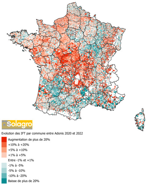 Evolution des IFT par commune Adonis